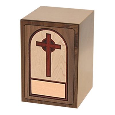 Cross Walnut Wood Urn